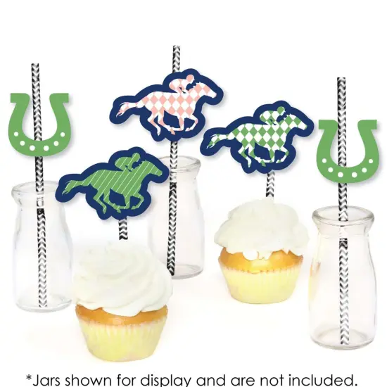 Big Dot of Happiness Kentucky Horse Derby - Paper Straw Decor - Horse Race Party Striped Decorative Straws - Set of 24 {6}