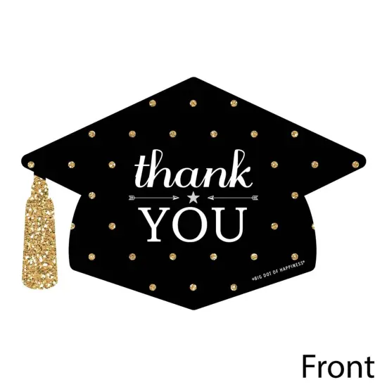 Big Dot of Happiness Gold - Tassel Worth The Hassle - Shaped Thank You Cards - Graduation Party Thank You Note Cards with Envelopes - Set of 12 {4}