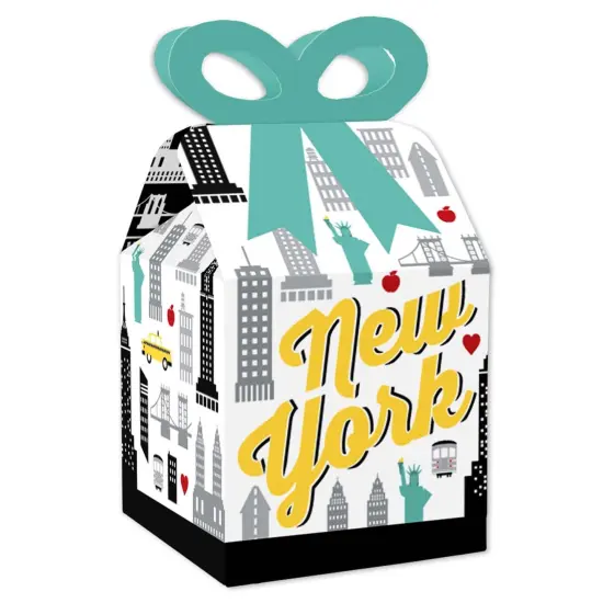 Big Dot of Happiness NYC Cityscape - Square Favor Gift Boxes - New York City Party Bow Boxes - Set of 12 {1}
