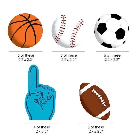 Big Dot of Happiness Go, Fight, Win - Sports - DIY Shaped Baby Shower or Birthday Party Cut-Outs - 24 Count {3}