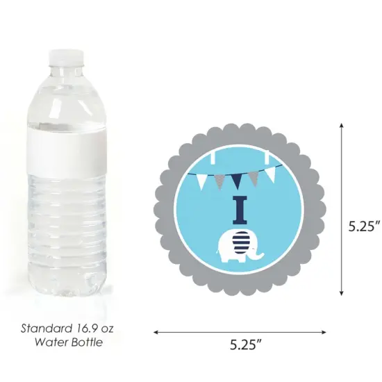 Big Dot of Happiness Blue Elephant 1st Birthday Highchair Decor - I Am One - Boy First Birthday High Chair Banner {3}