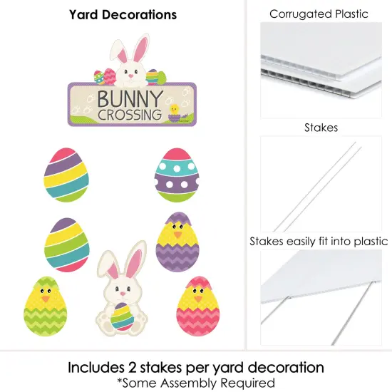 Big Dot of Happiness Hippity Hoppity - Yard Sign & Outdoor Lawn Decorations - Easter Bunny Party Yard Signs - Set of 8 {6}