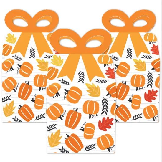 Big Dot of Happiness Fall Pumpkin - Square Favor Gift Boxes - Halloween or Thanksgiving Party Bow Boxes - Set of 12 {3}