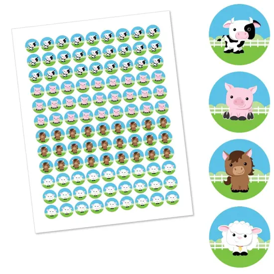 Big Dot of Happiness Farm Animals - Baby Shower or Birthday Party Round Candy Sticker Favors - Labels Fits Chocolate Candy (1 sheet of 108) {3}