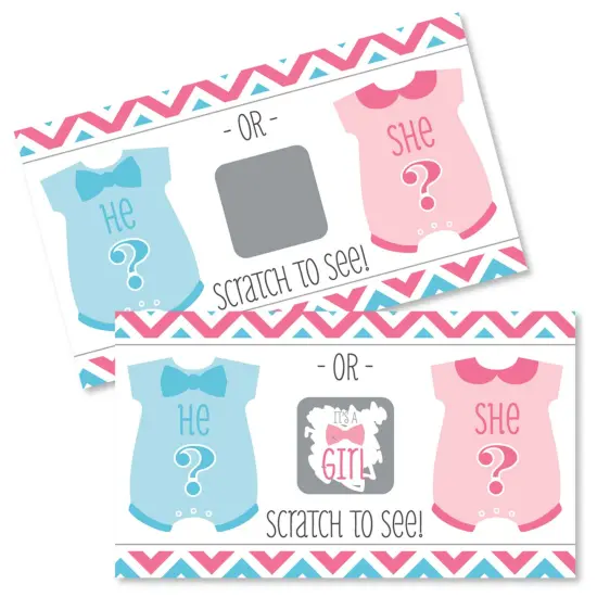 Big Dot of Happiness Girl Chevron Gender Reveal - Baby Girl Gender Reveal Scratch Off Cards - Baby Shower Game - Set of 22 {1}