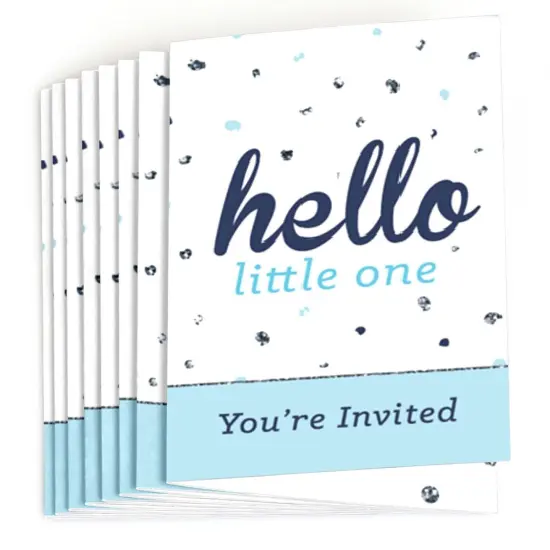 Big Dot of Happiness Hello Little One - Blue and Silver - Fill In Boy Baby Shower Party Invitations (8 count) {3}