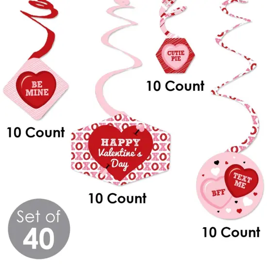 Big Dot of Happiness Conversation Hearts - Valentine's Day Party Hanging Decor - Party Decoration Swirls - Set of 40 {6}
