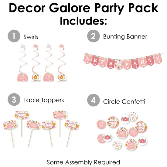 Big Dot of Happiness Girl Little Pumpkin - Fall Birthday Party or Baby Shower Supplies Decoration Kit - Decor Galore Party Pack - 51 Pieces {3}
