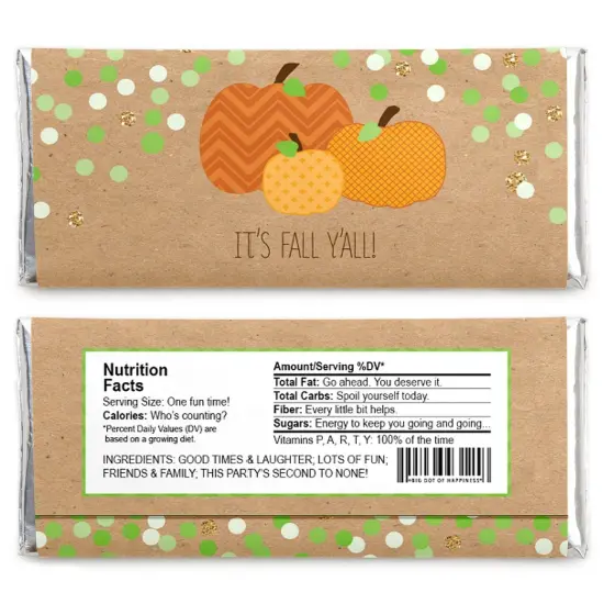 Big Dot of Happiness Pumpkin Patch - Candy Bar Wrappers Fall, Halloween or Thanksgiving Party Favors - Set of 24 {3}