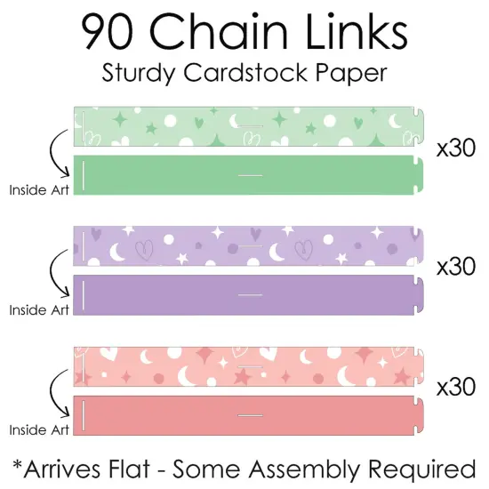 Big Dot of Happiness Pajama Slumber Party - 90 Chain Links and 30 Paper Tassels Decoration Kit Girls Sleepover Birthday Party Paper Chains Garland 21' {7}