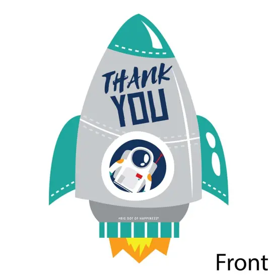 Big Dot of Happiness Blast Off to Outer Space - Shaped Thank You Cards - Rocket Ship Baby Shower Birthday Party Thank You Cards & Envelopes -Set of 12 {4}