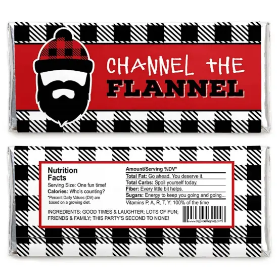 Big Dot of Happiness Lumberjack - Channel the Flannel - Candy Bar Wrapper Buffalo Plaid Party Favors - Set of 24 {3}