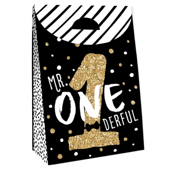 Big Dot of Happiness 1st Birthday Little Mr. Onederful - Boy First Birthday Gift Favor Bags - Party Goodie Boxes - Set of 12 {4}
