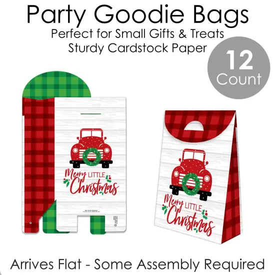 Big Dot of Happiness Merry Little Christmas Tree - Red Truck Christmas Gift Favor Bags - Party Goodie Boxes - Set of 12 {7}
