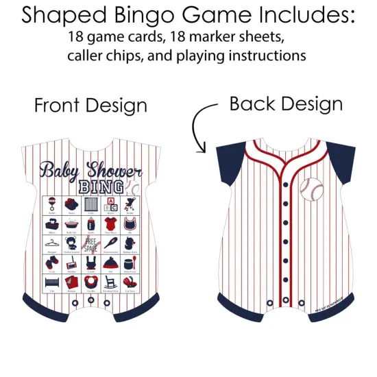 Big Dot of Happiness Batter Up - Baseball - Picture Bingo Cards and Markers - Baby Shower Shaped Bingo Game - Set of 18 {4}