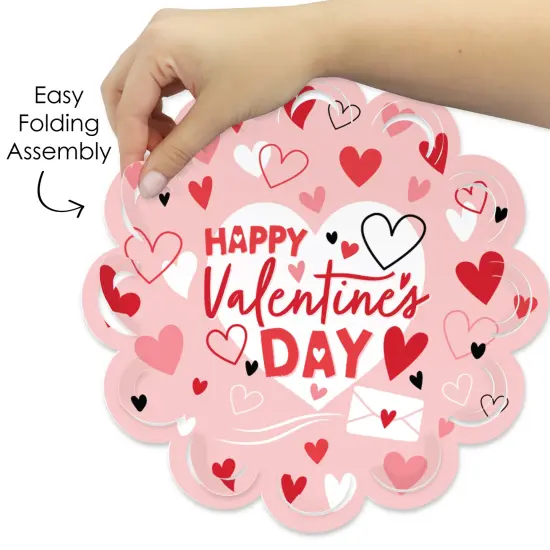 Big Dot of Happiness Happy Valentine&rsquo;s Day - Valentine Hearts Party Round Table Decorations - Paper Chargers - Place Setting For 12 {6}