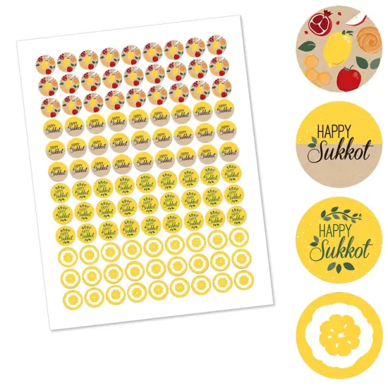 Big Dot of Happiness Sukkot - Sukkah Holiday Round Candy Sticker Favors - Labels Fits Chocolate Candy (1 sheet of 108) {3}