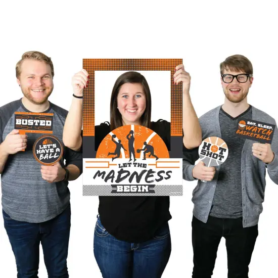 Big Dot of Happiness Basketball - Let The Madness Begin - College Basketball Party Photo Booth Picture Frame & Props - Printed on Sturdy Material {1}