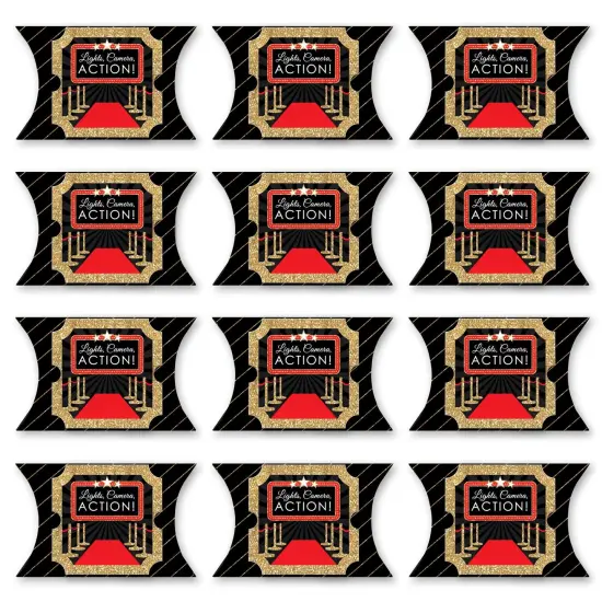 Big Dot of Happiness Red Carpet - Favor Gift Boxes - Movie Night Party Large Pillow Boxes - Set of 12 {6}