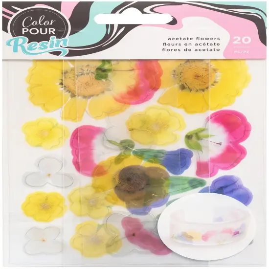 American Crafts Color Pour Resin Mix Ins 20/Pkg-Acetate Flowers {1}