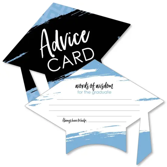 Big Dot of Happiness Light Blue Grad - Best is Yet to Come - Grad Cap Wish Card Grad Party Activities - Shaped Advice Cards Game - Set of 20 {1}