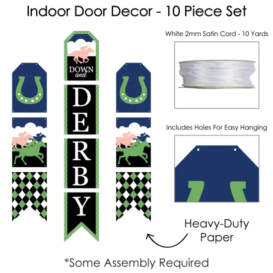 Big Dot of Happiness Kentucky Horse Derby - Hanging Vertical Paper Door Banners - Horse Race Party Wall Decoration Kit - Indoor Door Decor {6}