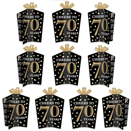 Big Dot of Happiness Adult 70th Birthday - Gold - Table Decorations - Birthday Party Fold and Flare Centerpieces - 10 Count {1}