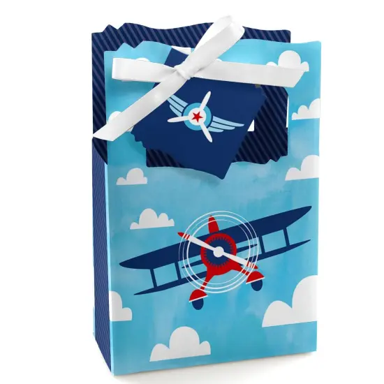 Big Dot of Happiness Taking Flight - Airplane - Vintage Plane Baby Shower or Birthday Party Favor Boxes - Set of 12 {1}