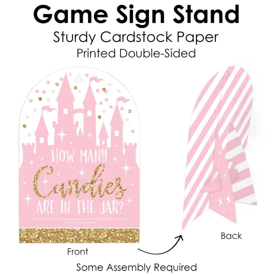 Big Dot of Happiness Little Princess Crown - How Many Candies Pink Baby Shower or Birthday Party Game - 1 Stand and 40 Cards - Candy Guessing Game {6}