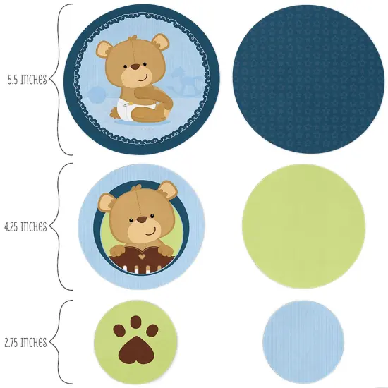Big Dot of Happiness Baby Boy Teddy Bear - Baby Shower Giant Circle Confetti - Party Decorations - Large Confetti 27 Count {3}