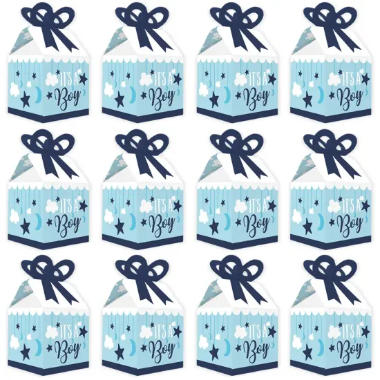 Big Dot of Happiness It's a Boy - Square Favor Gift Boxes - Blue Baby Shower Bow Boxes - Set of 12 {6}