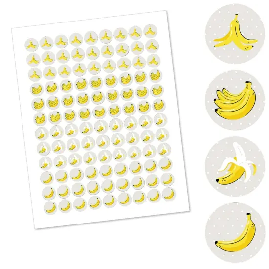 Big Dot of Happiness Let's Go Bananas - Tropical Party Round Candy Sticker Favors - Labels Fits Chocolate Candy (1 sheet of 108) {3}
