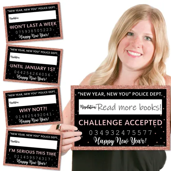 Big Dot of Happiness Rose Gold Happy New Year - New Year's Eve Party Resolution Mug Shots - Photo Booth Props Kit - 20 Count {1}