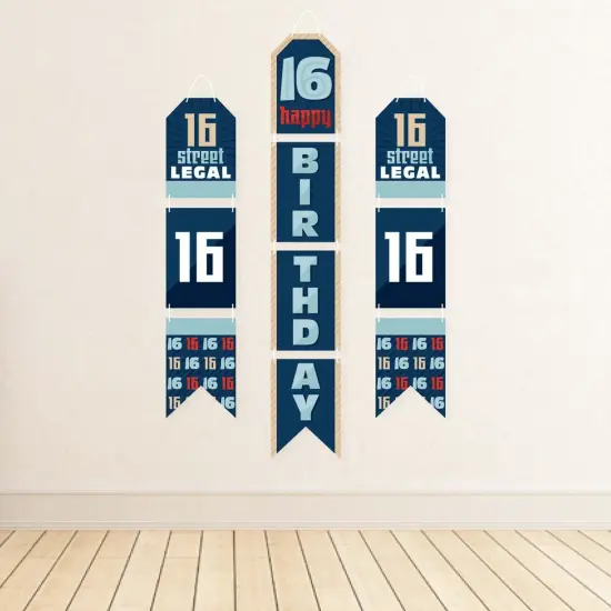 Big Dot of Happiness Boy 16th Birthday - Hanging Vertical Paper Door Banners - Sweet Sixteen Birthday Party Wall Decoration Kit - Indoor Door Decor {4}