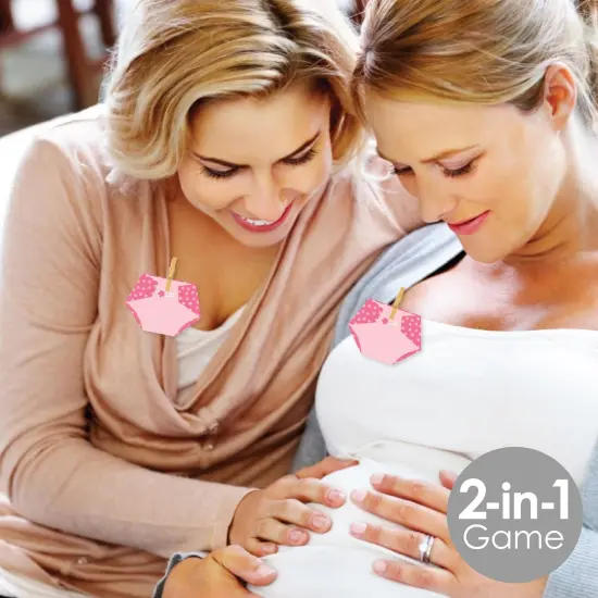 Big Dot of Happiness Baby Girl - Pink Baby Shower Conversation Starter - 2-in-1 Dirty Diaper Game - Set of 24 {3}