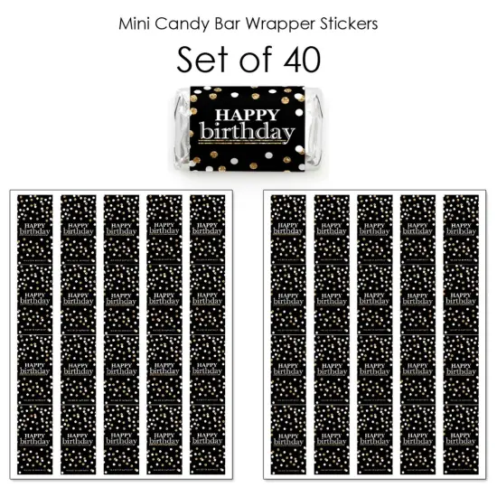 Big Dot of Happiness Adult Happy Birthday - Gold - Mini Candy Bar Wrapper Stickers - Birthday Party Small Favors - 40 Count {4}