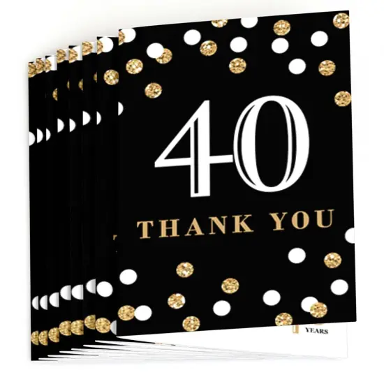 Big Dot of Happiness Adult 40th Birthday - Gold - Birthday Party Thank You Cards (8 count) {3}