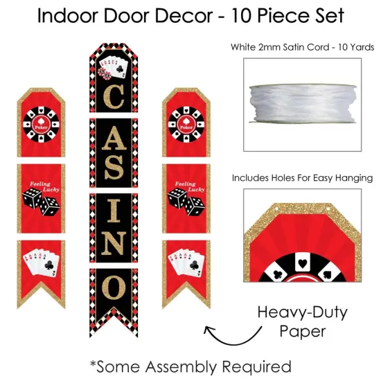 Big Dot of Happiness Las Vegas - Hanging Vertical Paper Door Banners - Casino Party Wall Decoration Kit - Indoor Door Decor {6}