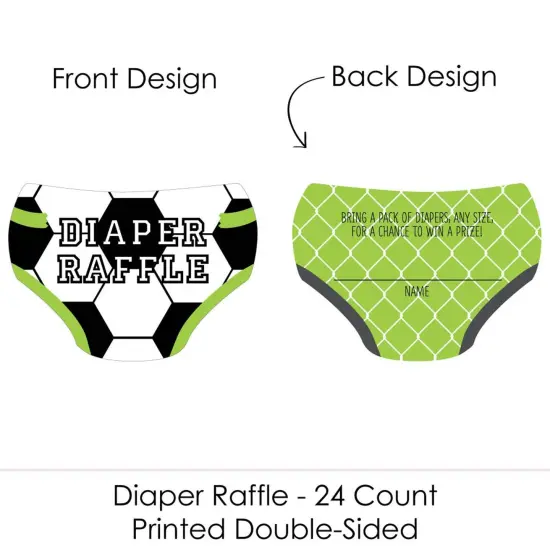 Big Dot of Happiness Goaaal - Soccer - Diaper Shaped Raffle Ticket Inserts - Baby Shower Activities - Diaper Raffle Game - Set of 24 {3}