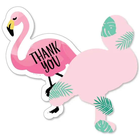 Big Dot of Happiness Pink Flamingo - Shaped Thank You Cards - Tropical Summer Party Thank You Note Cards with Envelopes - Set of 12 {1}