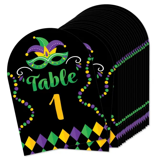 Big Dot of Happiness Colorful Mardi Gras Mask - Masquerade Party Double-Sided 5 x 7 inches Cards - Table Numbers - 1-20 {1}