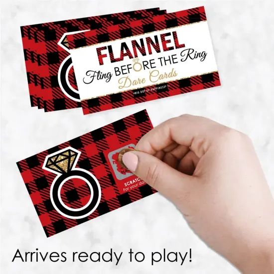 Big Dot of Happiness Flannel Fling Before the Ring - Buffalo Plaid Bachelorette Party Game Scratch Off Dare Cards - 22 Count {3}