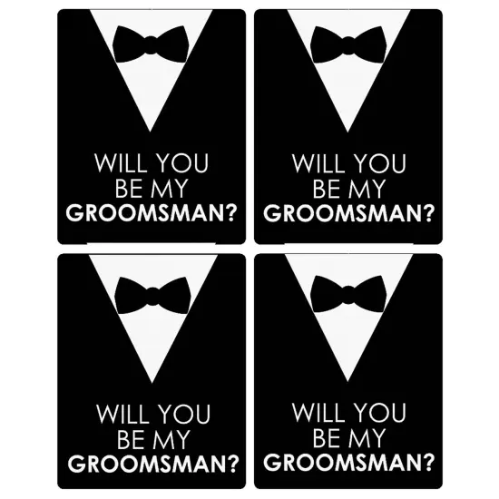 Big Dot of Happiness Suit Up - Will You Be My Groomsman Gift for Men - Whiskey or Wine Bottle Label Stickers - Set of 4 {4}