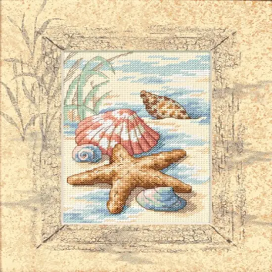 Dimensions Matted Accents Counted Cross Stitch Kit 8"X10"-Shells In The Sand {2}