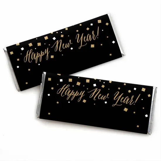 Big Dot of Happiness New Year's Eve - Gold - New Years Eve Party Candy Bar Wrappers Party Favors - Set of 24 {1}