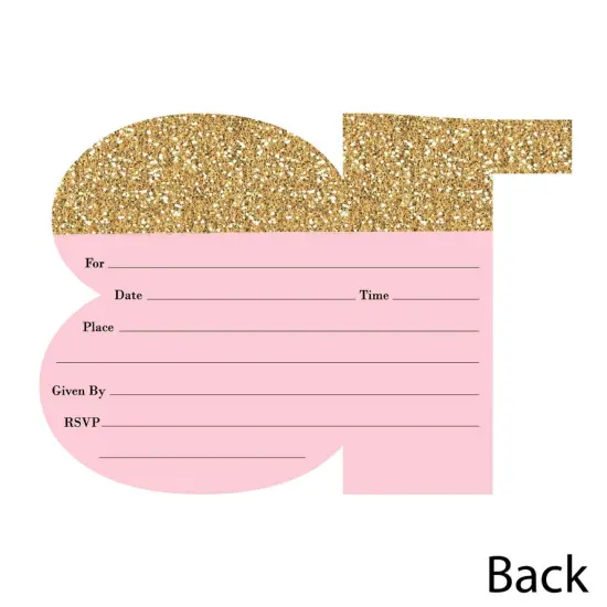 Big Dot of Happiness Chic 18th Birthday - Pink, Black and Gold - Shaped Fill-in Invites - Birthday Party Invitation Cards with Envelopes - Set of 12 {6}
