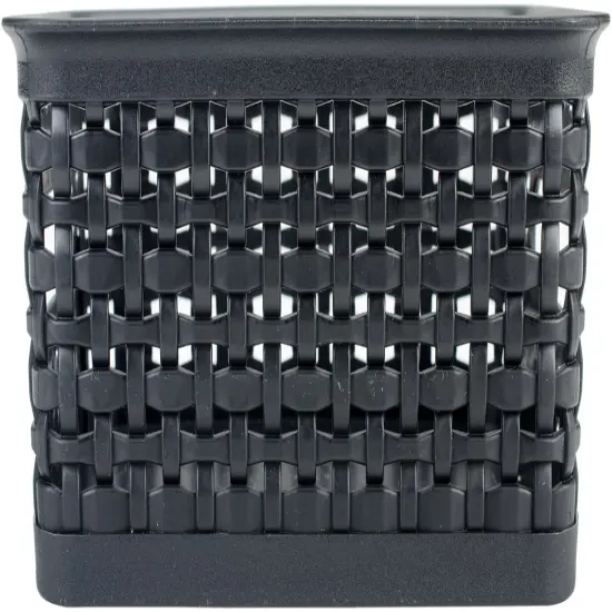 Weave Design Plastic Bin Small-Black, 9.875"L X 7.375"W X 4"H {1}