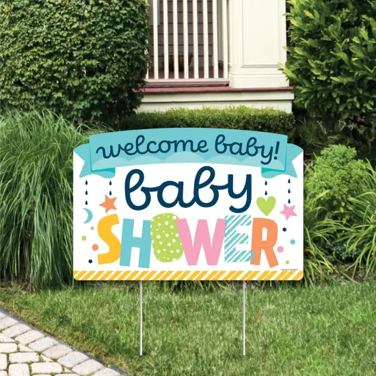 Big Dot of Happiness Colorful Baby Shower - Gender Neutral Party Yard Sign Lawn Decorations - Welcome Baby Party Yardy Sign {1}