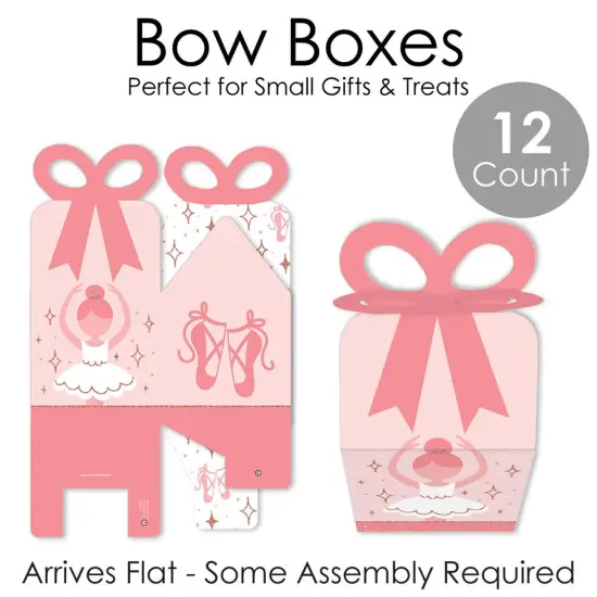Big Dot of Happiness Tutu Cute Ballerina - Square Favor Gift Boxes - Ballet Birthday Party or Baby Shower Bow Boxes - Set of 12 {7}