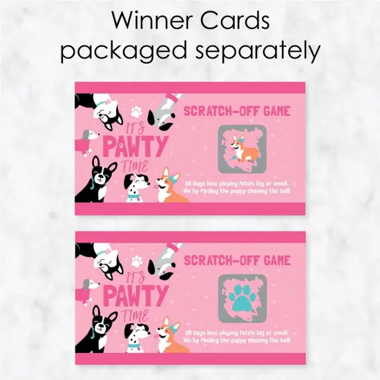 Big Dot of Happiness Pawty Like a Puppy Girl - Pink Dog Baby Shower or Birthday Party Game Scratch Off Cards - 22 Count {4}